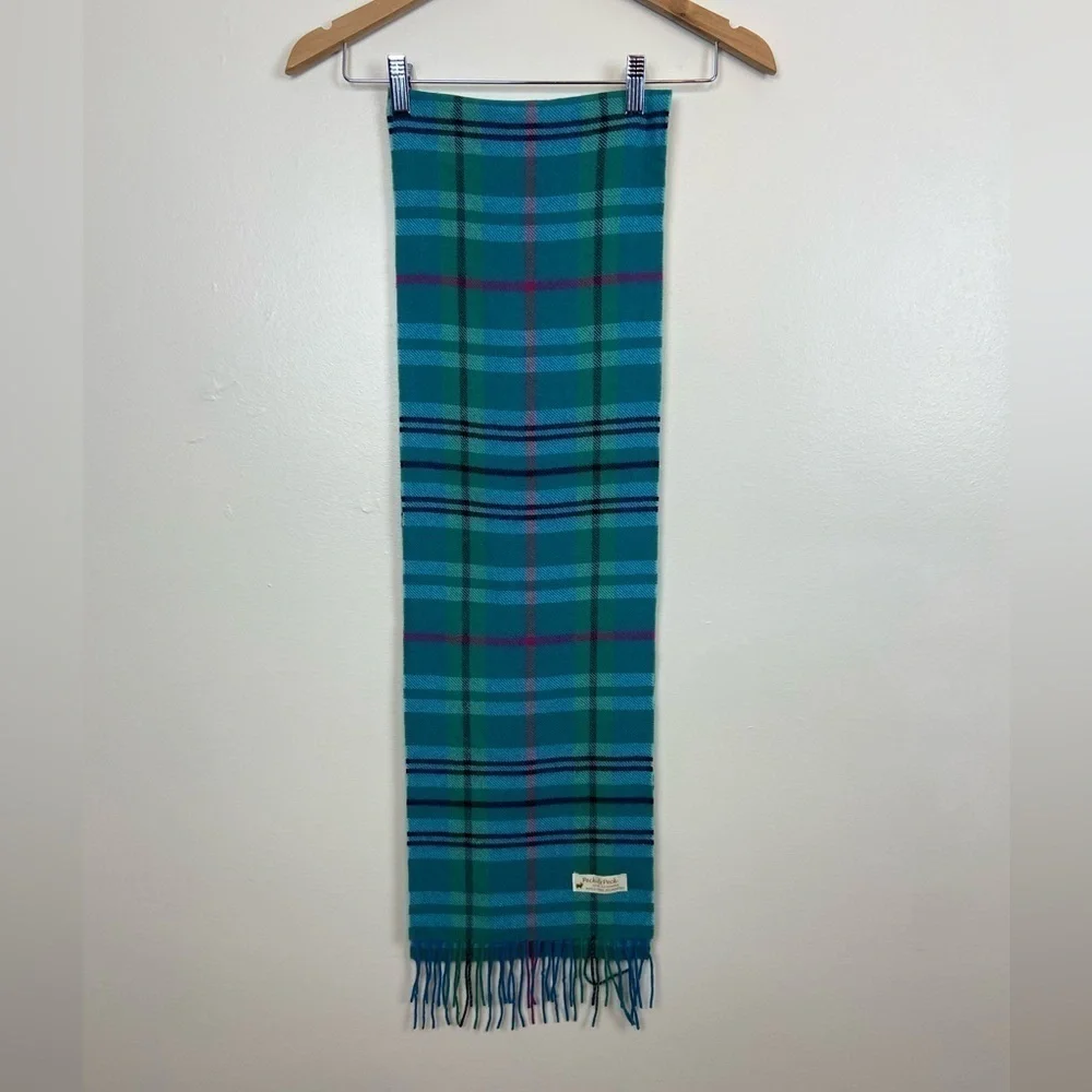 Peck & Peck 100% Cashmere Fringe Blue Scarf 65X10